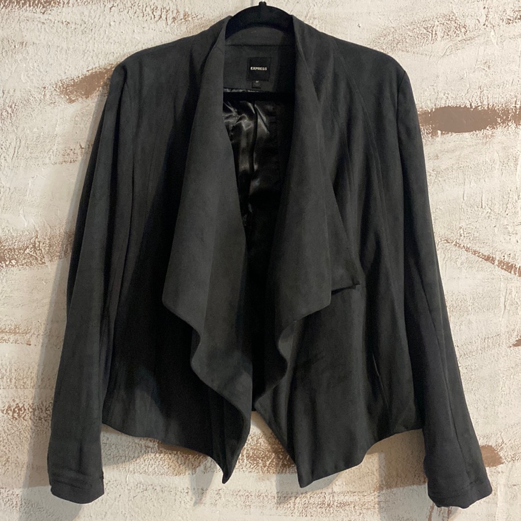Express Draped Faux Suede Blazer